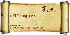 Báling Aba névjegykártya